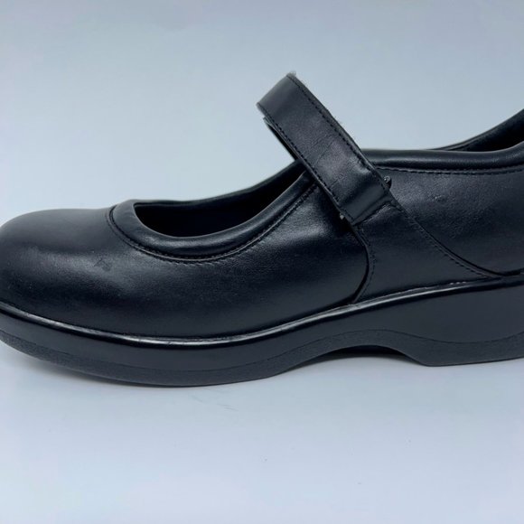 Apex Womens Ambulator Mary Janes Shoes Black Leather Hook & Loop Strap 9.5W New - Picture 9 of 12